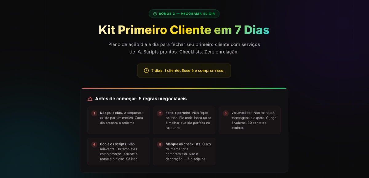 Kit Primeiro Cliente em 7 Dias